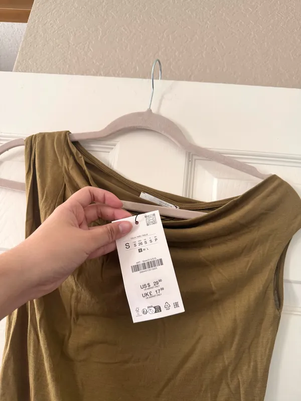 BNWT Zara Olive Green Draped Asymmetric Top - Image 6
