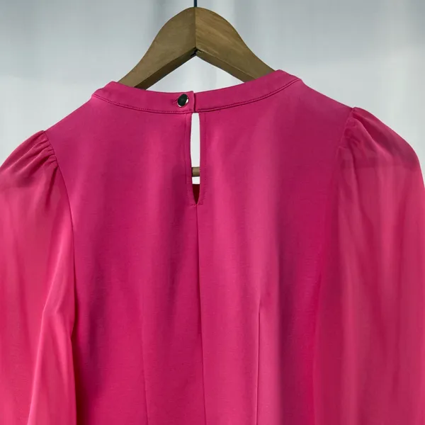 Karen Millen Sheer Sleeve Cut Out Blouse in‎ Bright Pink Size 2 - Image 7