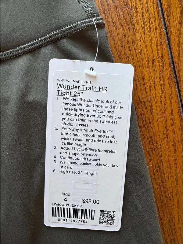 Lululemon Wunder Train High Rise 25” Dark Olive Size 4 NWT - Image 4