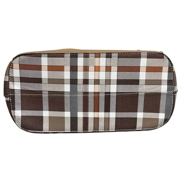 Kate Hill Brown Plaid Crossbody Shoulder‎ Convertible Adjustable Handbag Purse - Image 7