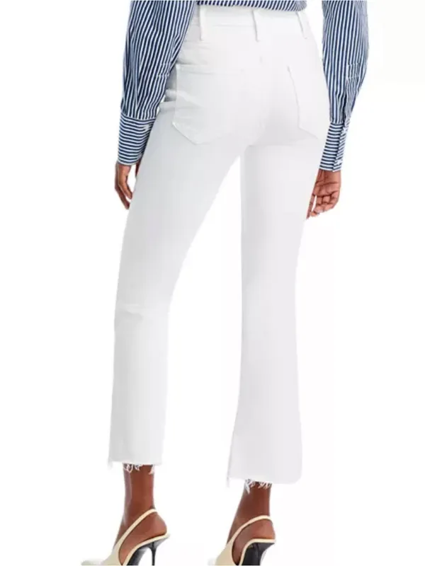 Mother The Hustler Ankle Fray High-Rise White Cropped Flare Jeans - Image 3