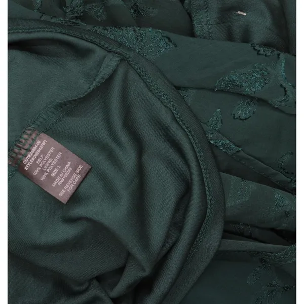 NWT Trixxi Waist Ruffled Jacquard Fit Flare Sheer Sleeved Dress Hunter Green L - Image 8