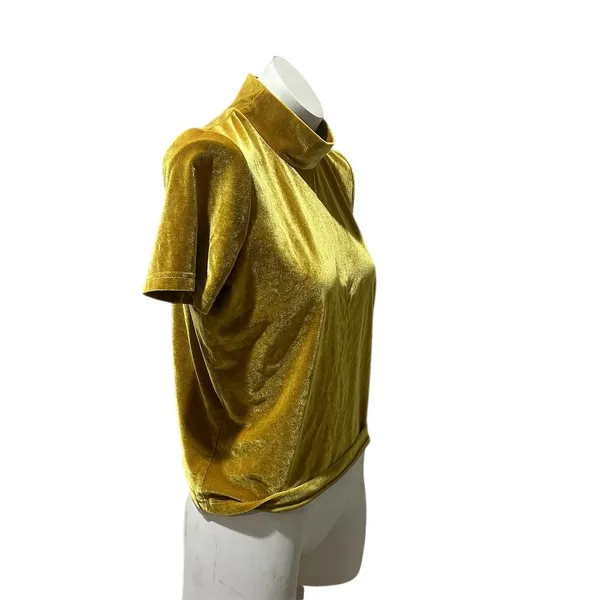 Madewell Mock Neck Tee Womens Size M Mustard Yellow Short Sleeve Top - Image 6