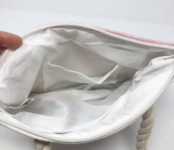 Small Striped Handbag Pink/White - Image 4