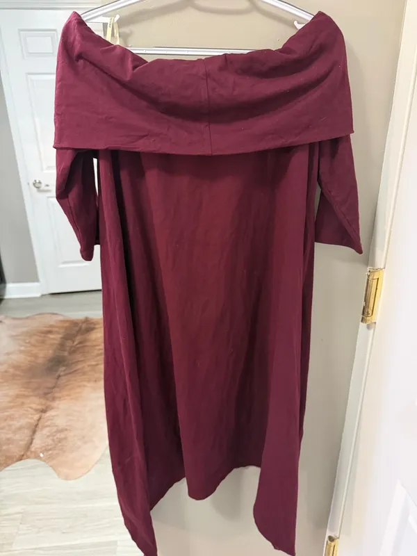 Zapelle Off-the-Shoulder Hi-Low Tunic - Deep Plum, M - Image 5
