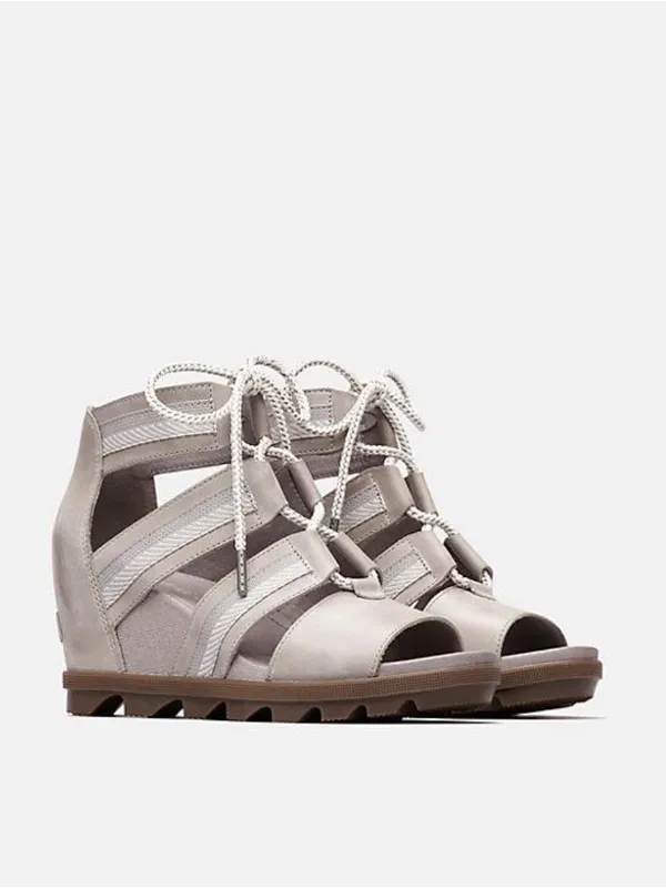 Sorel Beige Lace-Up Wedge Sandals - Image 2