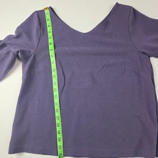 Ann Taylor -1687- 3/4 Bell Sleeve V-neck Purple Top Women's Large‎ - Image 7