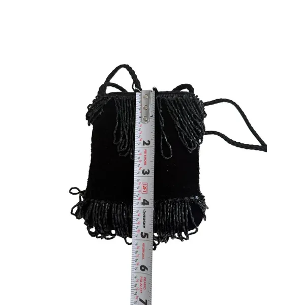 VINTAGE Black Beaded Cocktail Beaded Evening Bag - Image 5