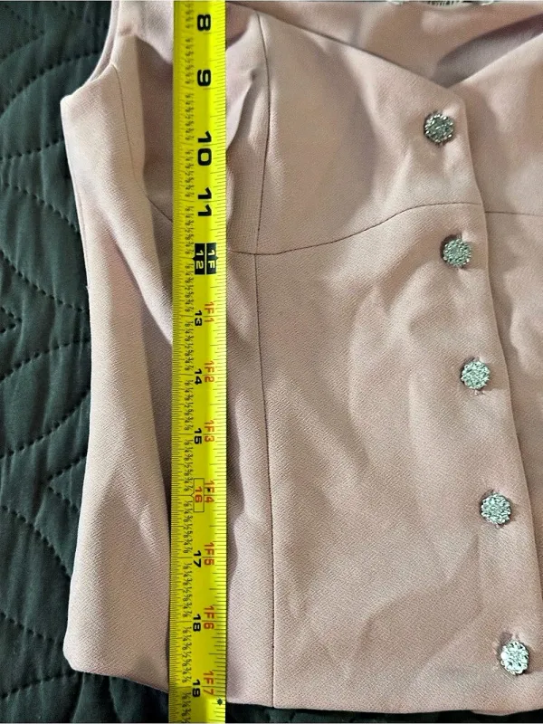 ZARA Pink Tank Top Sweetheart Neckline Rhinestone Button Vest Size M - Image 3
