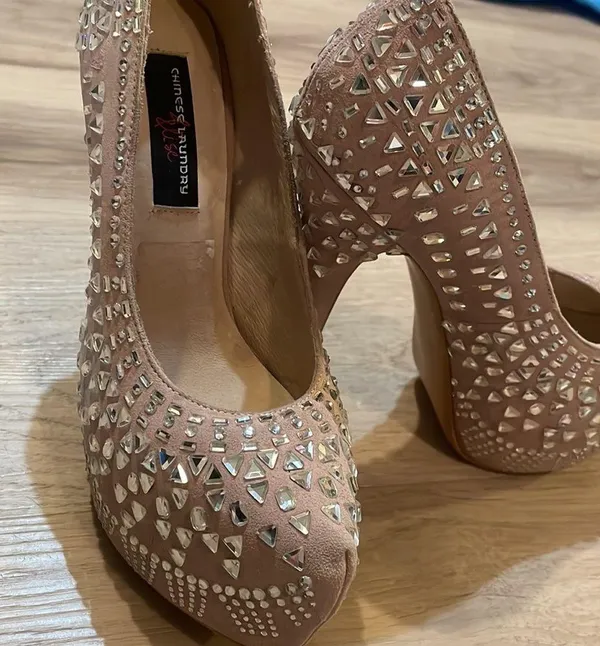 Chinese Laundry Elise sparkle platform heels with silver rhinestone 6 - Image 5