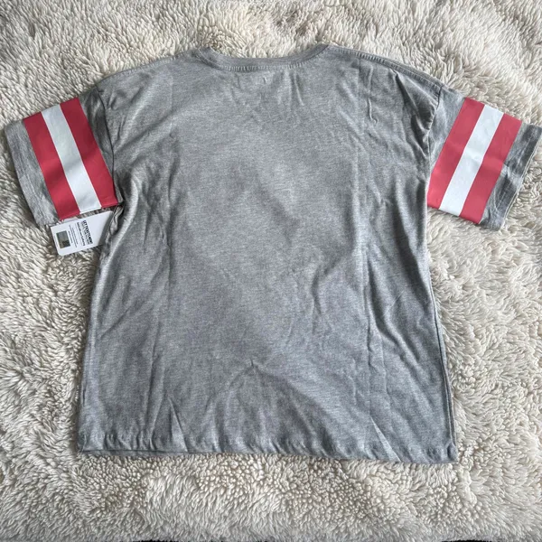 NASCAR Racing Graphic Tee Striped Sleeves NWT Women's Size Small - Image 2