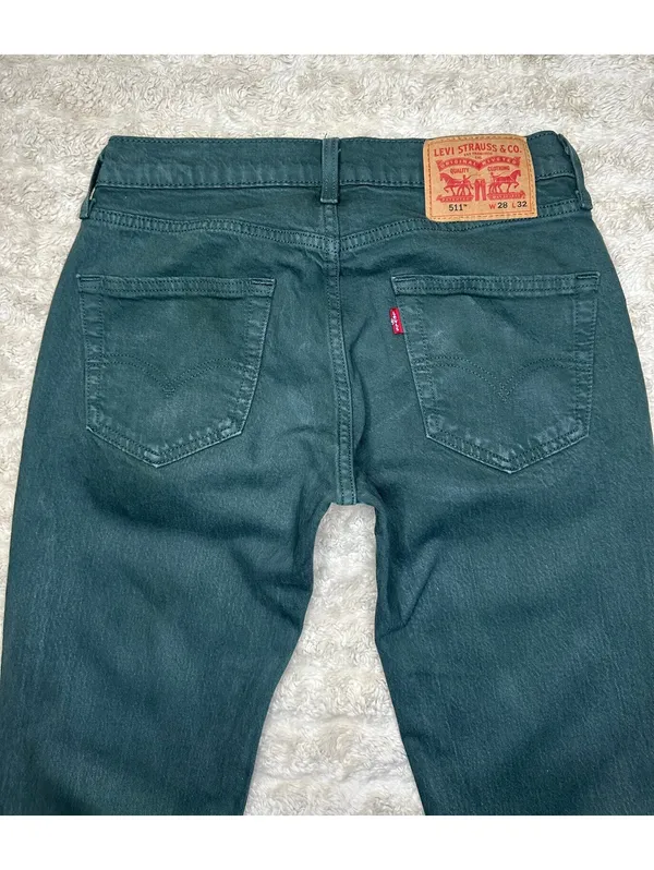 Levi's green 511 Slim Fit garment-dyed stretch denim jeans Water<Less 28x32 - Image 6