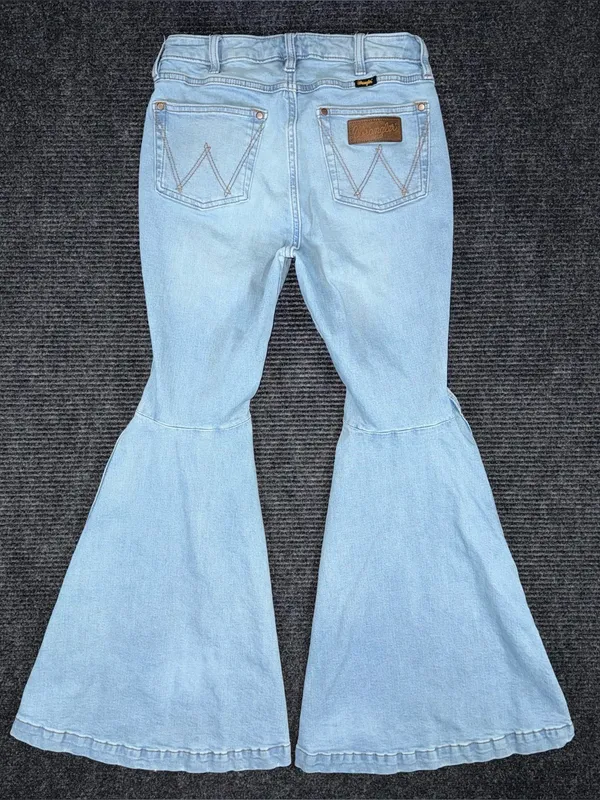 Wrangler Retro High Rise Trumpet Super Flare Bell Bottom Jean 28x30.5 Western - Image 3