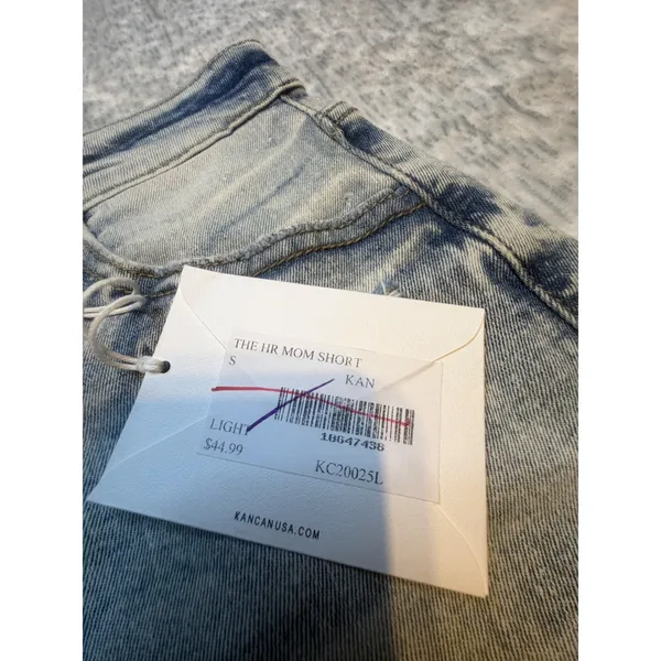 KanCan USA The HR Mom Short Light Wash Distressed Frayed Denim Shorts Size S NWT - Image 3