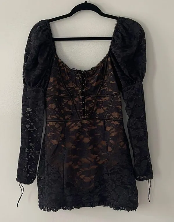 For Love and Lemons Black Violetta Lace Dress Black Size M - Image 3
