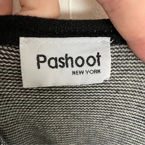 Vintage Pashoot Tunic Sweater Striped Lightweight Pockets Lagenlook Black White - Image 6