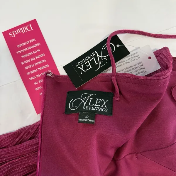 NWT Alex Evenings Fuchsia Pink Shimmer‎ Sleeveless Maxi Gown Dress Size 10 - Image 10