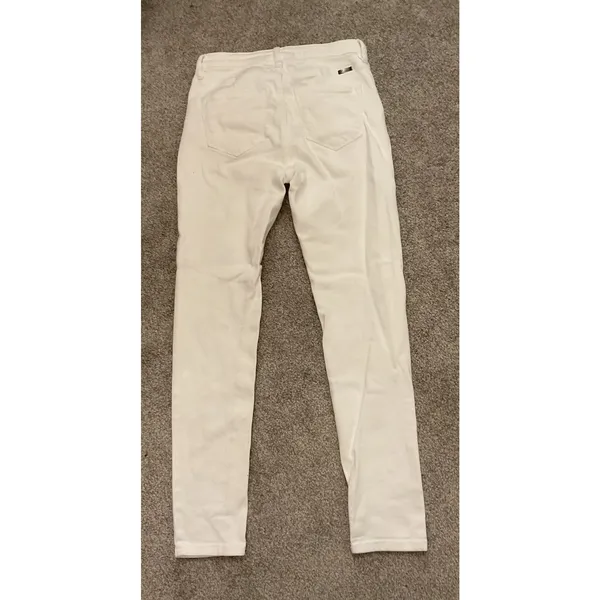 Kancan Straight Leg High Rise White Denim Jeans, 27 - Image 6