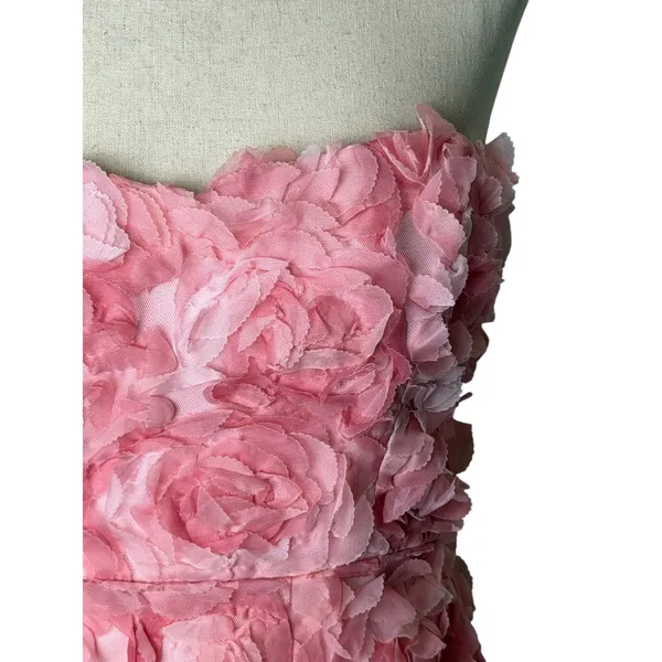 Angel Biba Blanca Mini Dress Women XS Pink NWT 3D Floral Sweetheart Bodycon - Image 5