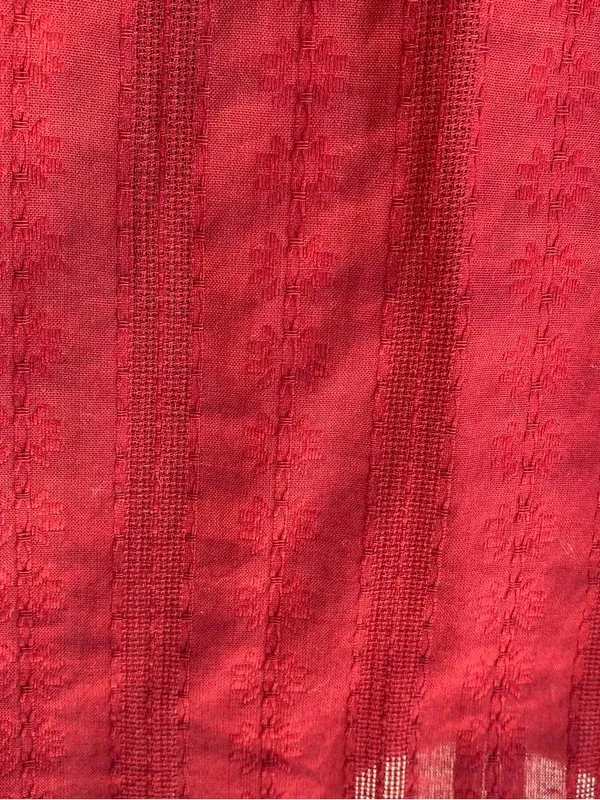 Deep red billowy sleeves ruffle shoulder blouse fall prairie boho peasant top L - Image 6