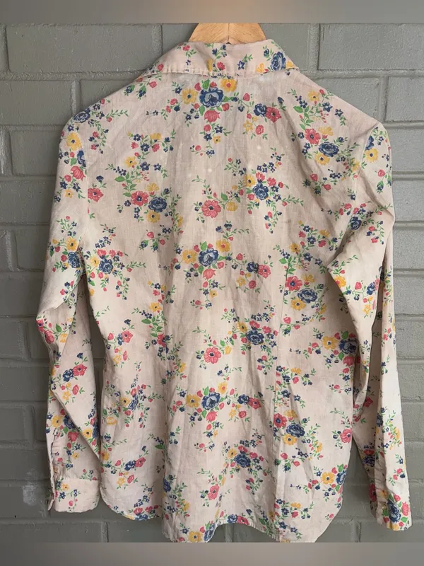 Vintage 1970s Womens Wrangler Floral Western Shirt M Flaws - Image 8