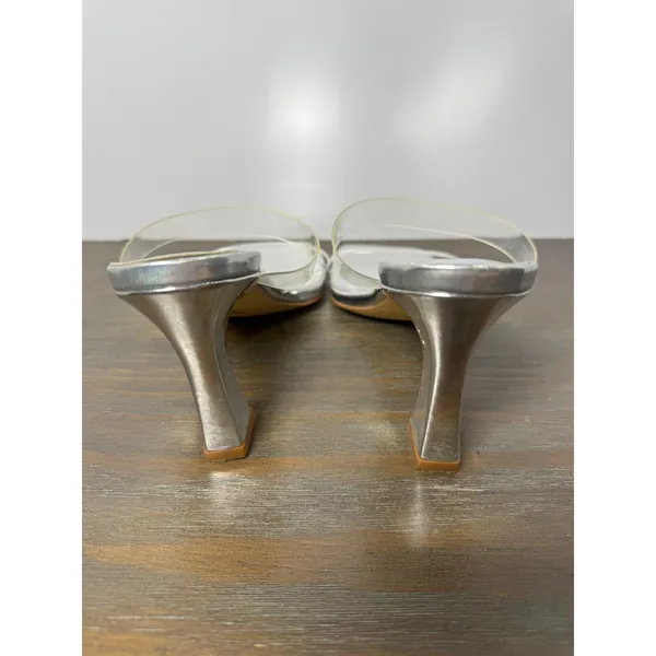 Bellini Mikana Clear Vinyl Silver Square Toe Heeled Sandals Size 9 - Image 5