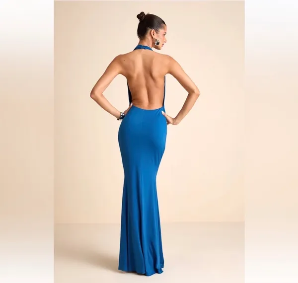 Lulus Backless Dress Blue - Image 5