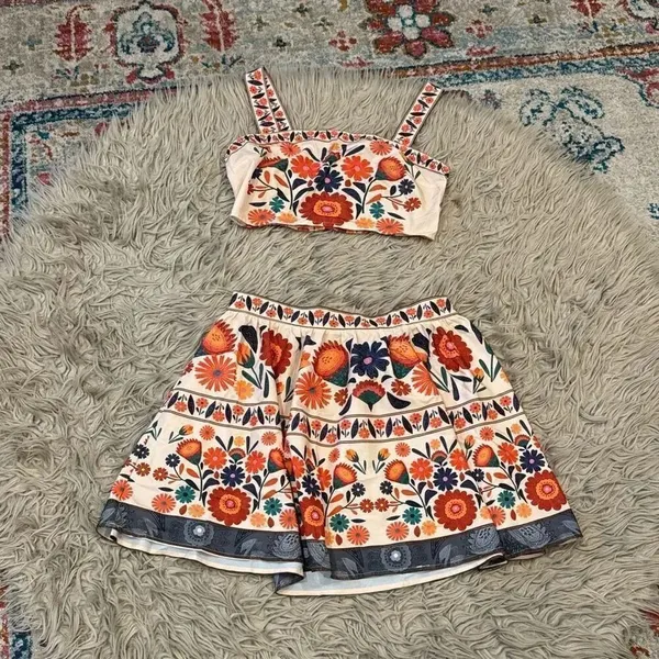 SHEIN floral skirt and crop top set XL - Image 2