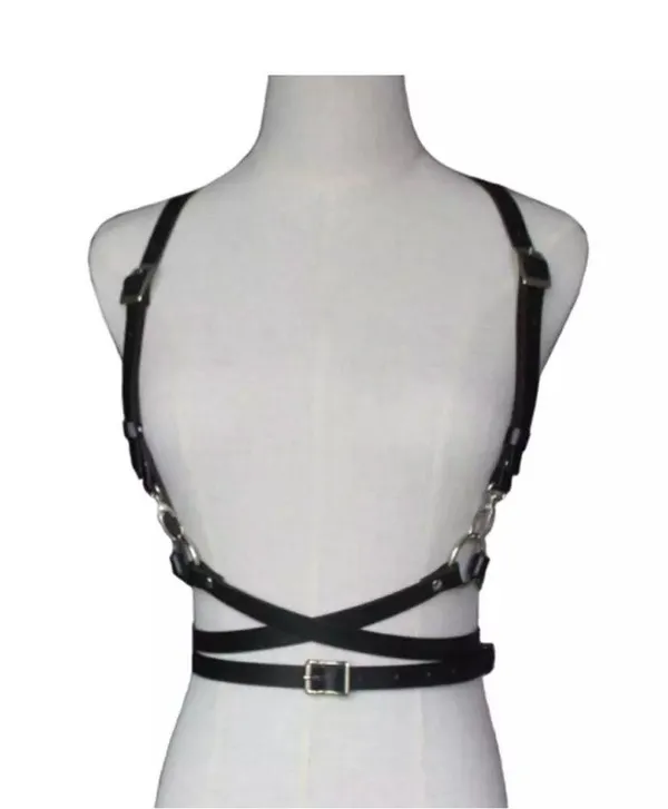 Black Punk O Ring Harness Rave Bondage New - Image 4