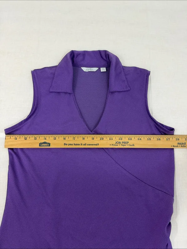 Lady Hagen Women's Golf Tank Top With Ruched Side Size Small Purple Polka Dot - Image 6
