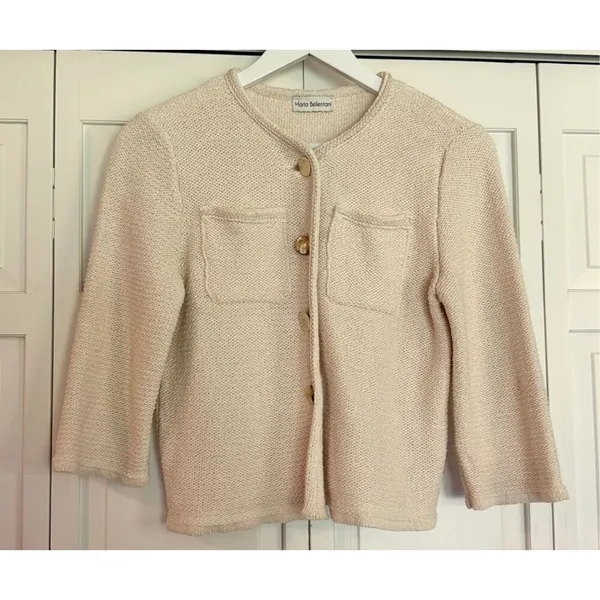 Maria Bellentani ladylike gold button cardigan sweater small - Image 11