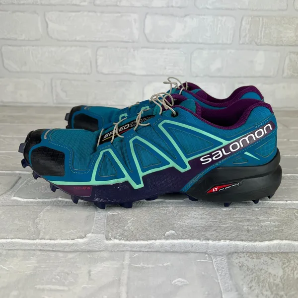 Salomon Speedcross 4 Shoes Womens 8.5 Blue Purple Trail Running Quicklace Lugs - Image 6