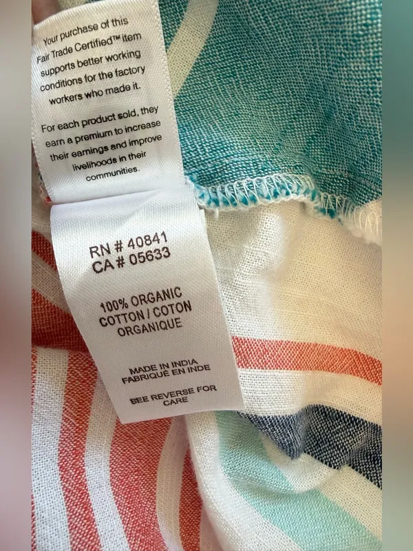 Aventura Organic Cotton Striped Tank Top Medium Sleeveless Boho Coastal - Image 8