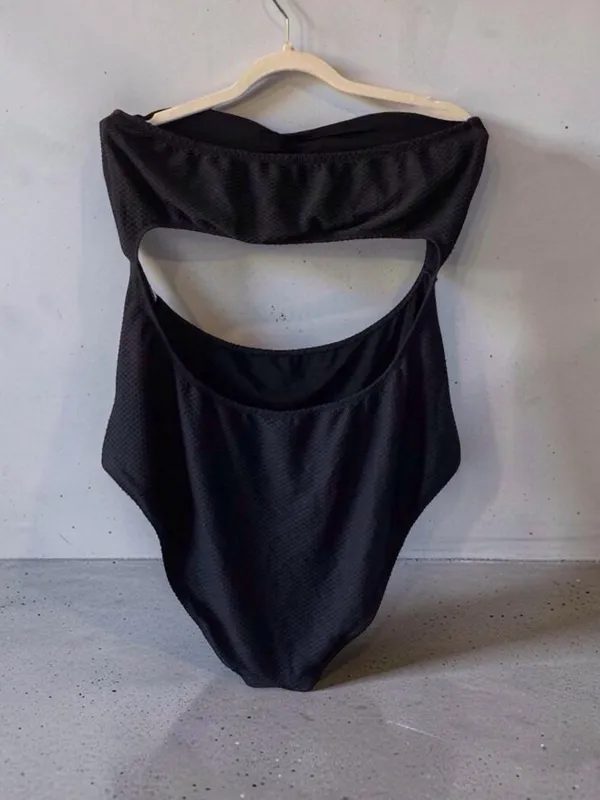 Aerie One Piece Full Coverage Swimsuit | Black Textured | XXL Long / Tall NWT - Image 6