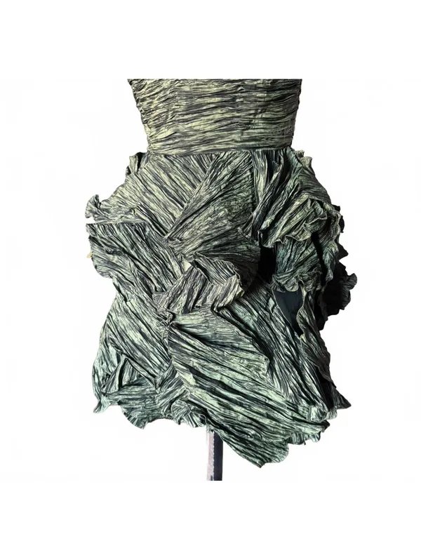 Mignonne Gavigan MIGNON Women's Mini Strapless Green Taffeta Fairy Formal Party Dress Size 8 - Image 5