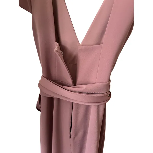 Dress the Population Dana Dress XS Blush Pink V-Neck Sheath Cocktail‎ Wrap Waist - Image 4