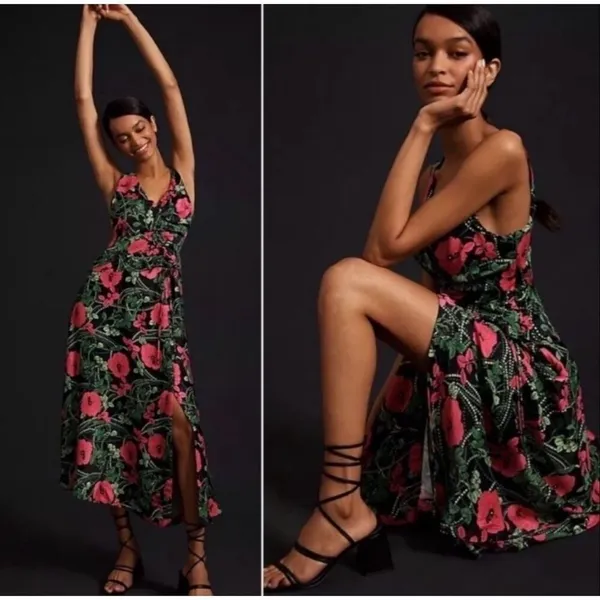 NWT Anthropologie Maeve Ruched Midi Dress size 4 - Image 4