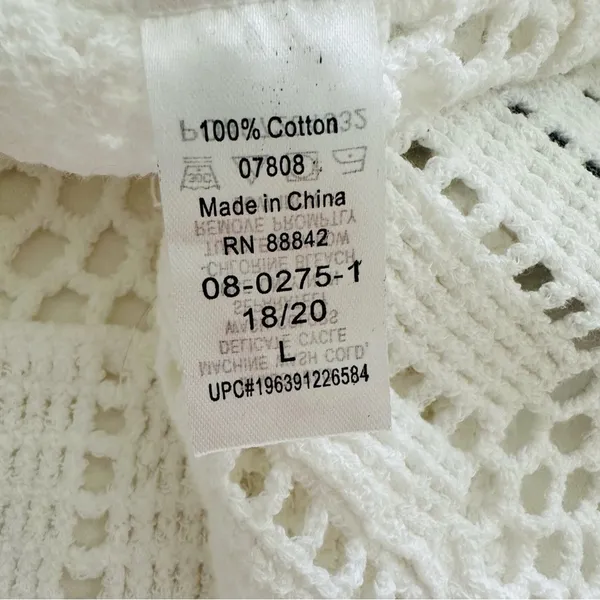 Roamans Top Sweater White French Crochet Short Sleeve Cotton Top Plus 18/20 NEW - Image 11