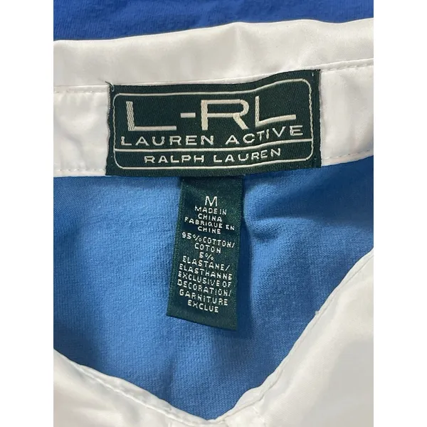 VTG Y2K Lauren Ralph Lauren Active Tennis Polo M Blue Colorblock Sleeveless READ - Image 6