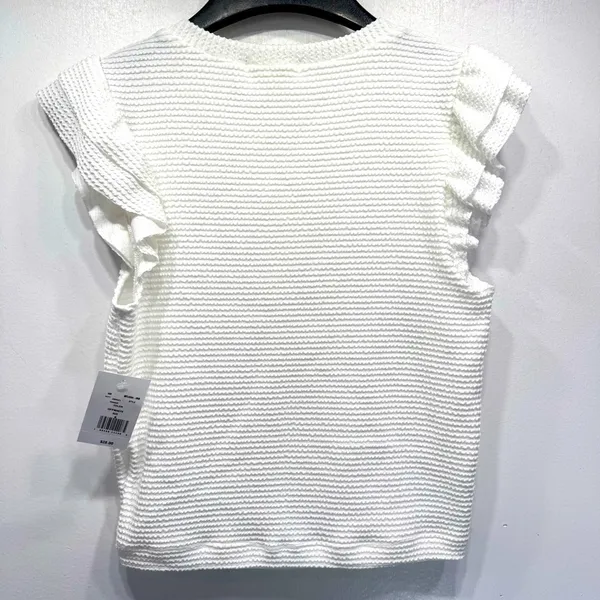 Off white Cropped Top Textured Ruffle Flutter Sleeve by Moa Moa Size Medium - Image 2