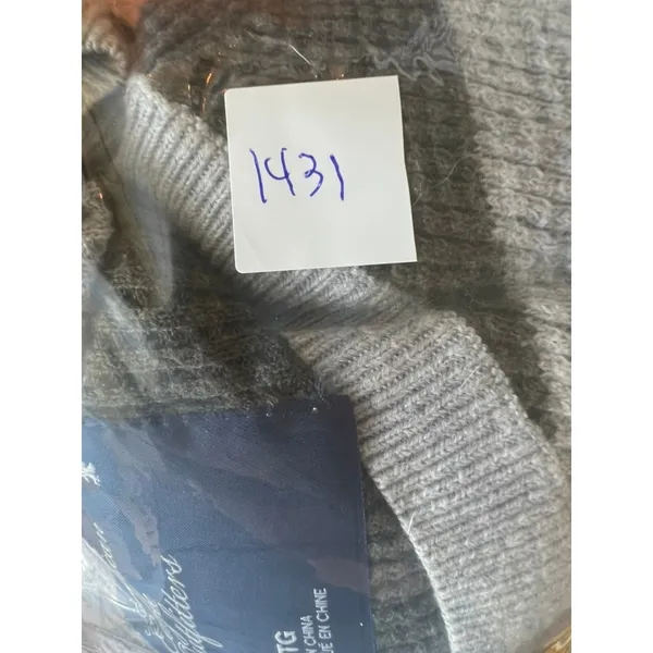American Eagle Outfitters Striped Thermal Sweater Olive Gray XL Y2K Collegiate - Image 6
