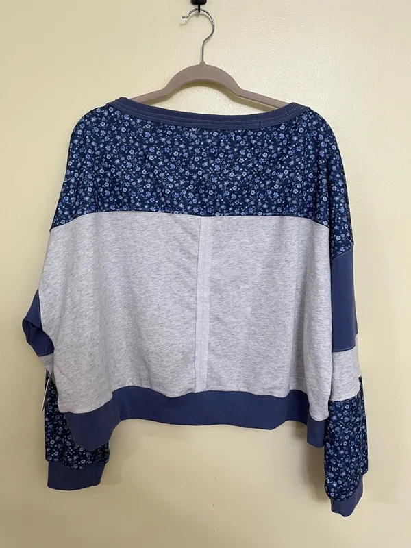NEW Altar’d State Blue Floral Pullover Sweatshirt Size XL NWT - Image 7