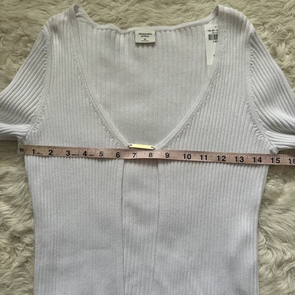 Top Slim Bar Closure Open Cardigan Ribbed White XS NWT New - Image 9