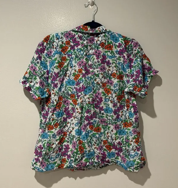 Roller Rabbit Blomst Lulu Pajama Top Only Size L Multi Color Cotton Silk Blend - Image 7