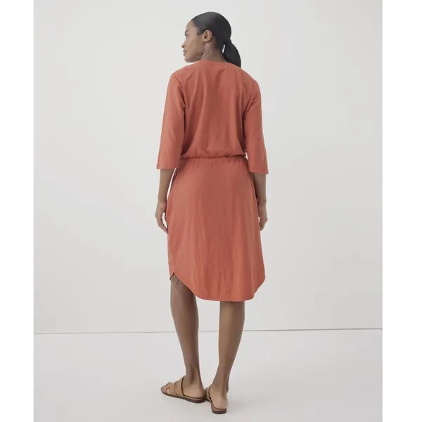 Pact Organic Cotton Drawstring Waist T-Shirt Dress 3/4 Sleeve Pockets Size Large - Image 3