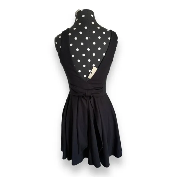 asos Womens Dress Sz 4 Black Skater Deep V Back‎ Knit Solid Short Mini - Image 7