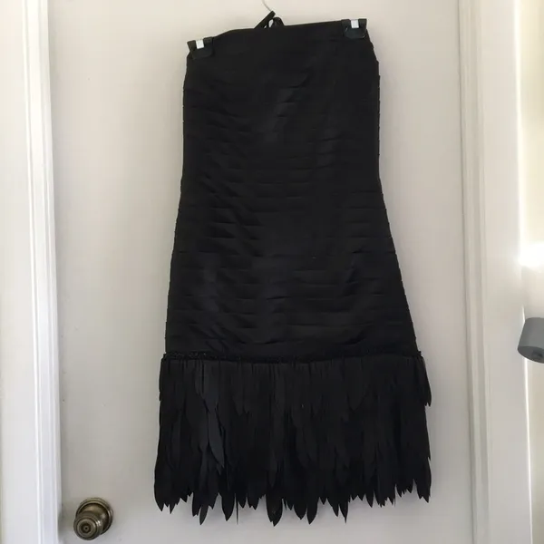 • WHBM • Strapless satin fringe flapper dress size 4 - Image 2