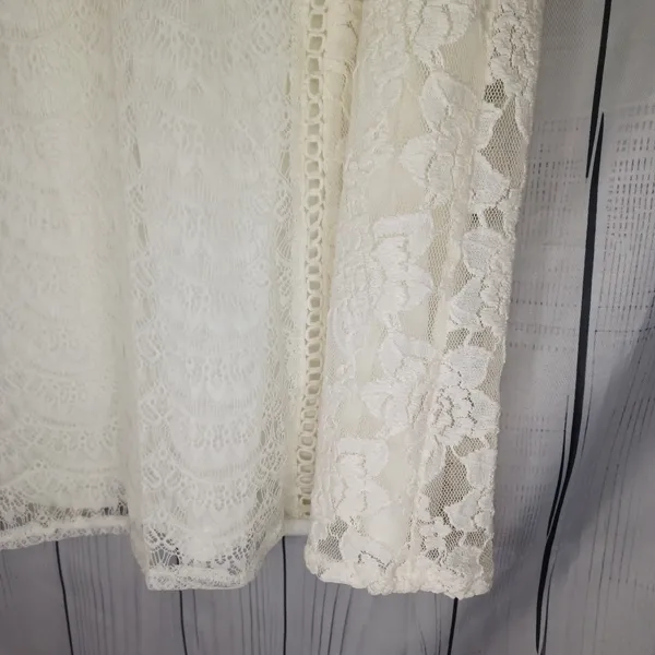 Umgee Bohemian Chic V-Neck Cottagecore Lace Mini Dress in Cream NWT - Image 4