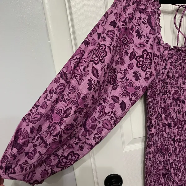 Free People Smock It to Me Long Sleeve Minidress in‎ purple floral XS - Image 6