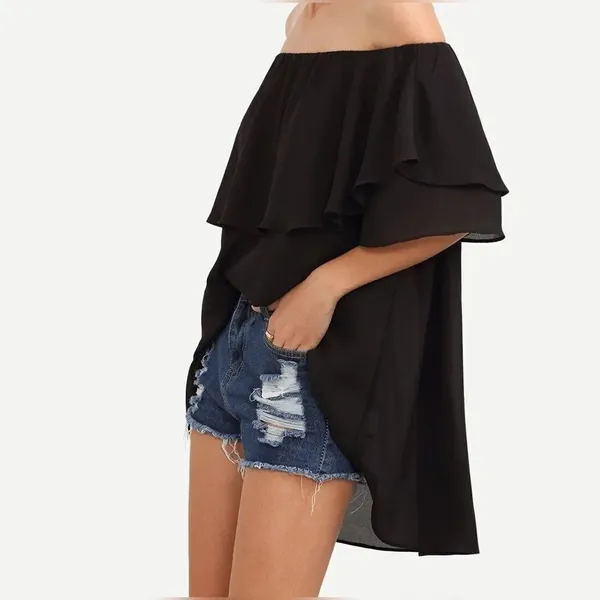 ✨Black Off The Shoulder Dip Hem Blouse✨ Black Size M - Image 7